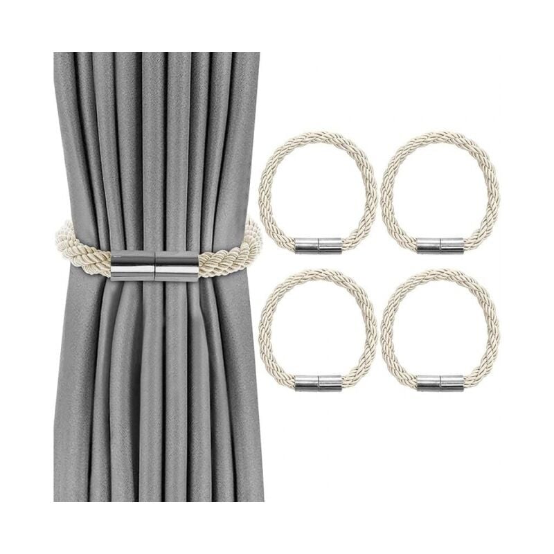 foto del prodotto confezione da 4 beige fermatende, fermatende magnetici, fibbia magnetica intrecciata per tende, decorazione per ufficio domestico