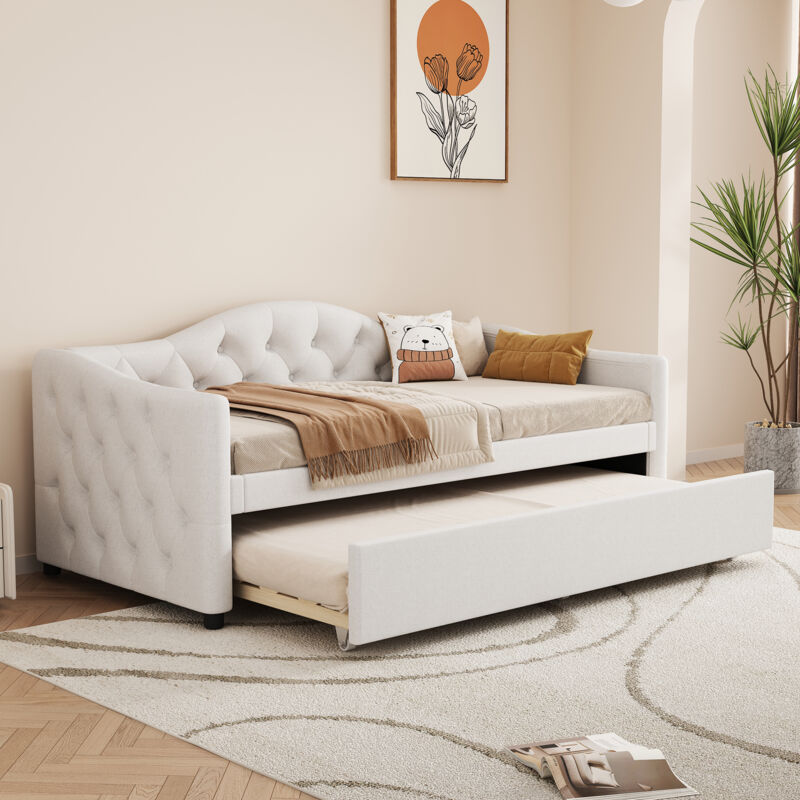 foto del prodotto letti con letti estraibile 90x200 cm bambino adulto, divani letti, letti singolo, biancheria, senza materasso, beige
