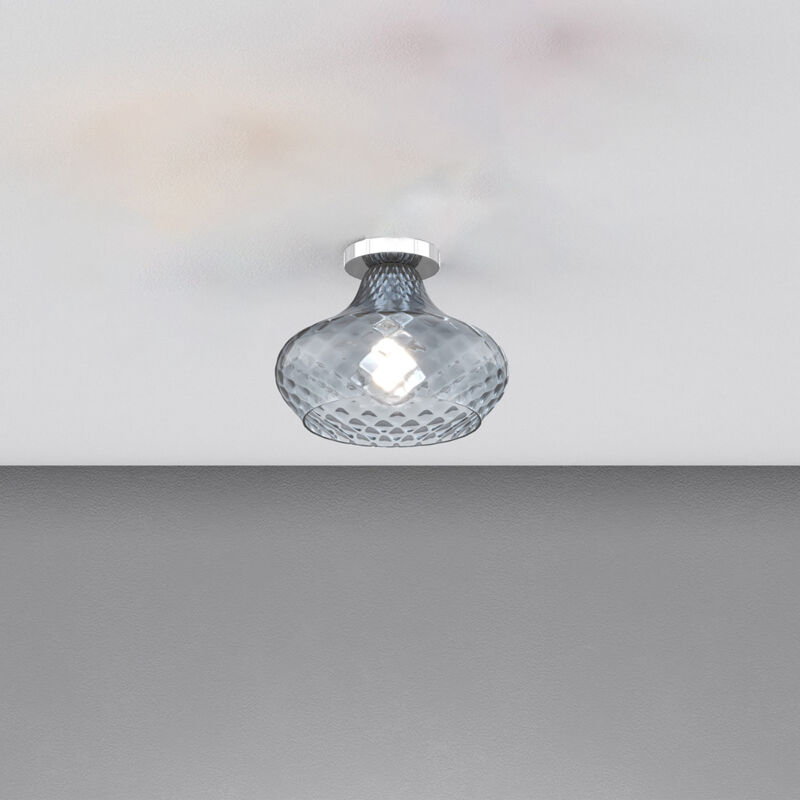 foto del prodotto top light plafoniera contemporanea dress metallo cromo vetro blu 1 luce e27