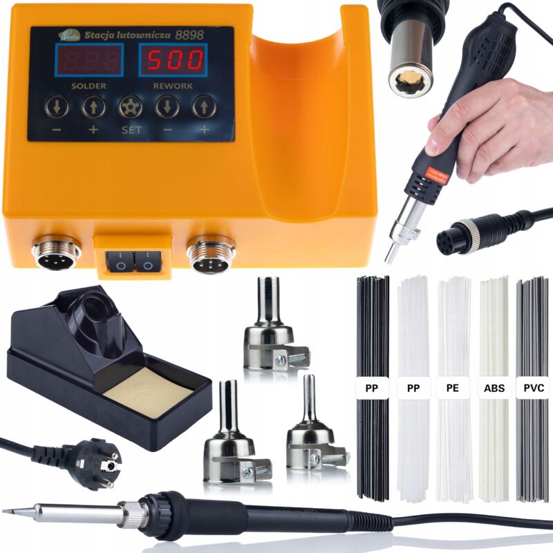 foto del prodotto set stazione saldante 2in1 aria calda e 900m rosfix orange husky oh660 electric s series kit prowelder mini 5 raccoglitori 