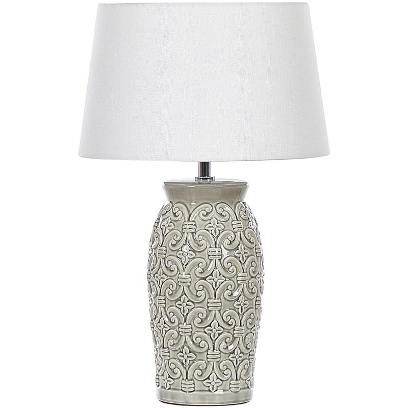 foto del prodotto beliani lampada da tavolo in ceramica grigia da 48 cm motivo ornamentale khoper