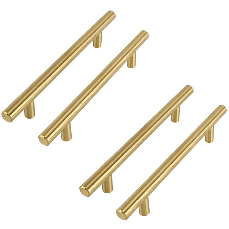 foto del prodotto alovez maniglia per mobili in ottone spazzolato, distanza tra i centri 160 mm, set da 4, maniglie per mobili da cucina dorate, maniglia per mobile