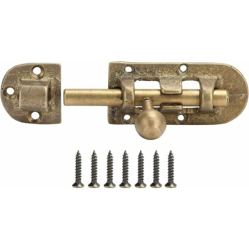 foto del prodotto alovez serratura per porta in legno chiavistello per porta in ottone anticato, fibbia scorrevole, chiavistello per finestra vintage, bronzo