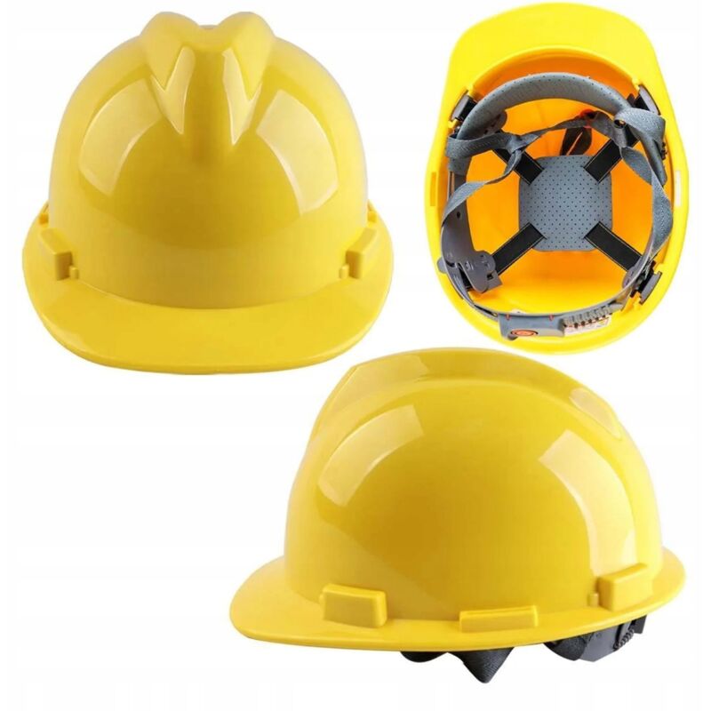foto del prodotto casco protettivo, casco da lavoro edile giallo, realizzato in hdpe