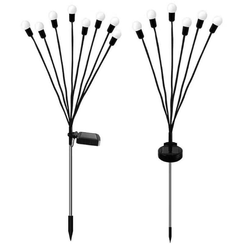 foto del prodotto alovez confezione da 2 luci solari firefly, 6 led, impermeabili, stellate, alimentate a energia solare, per giardino, vialetto, paesaggio e uso