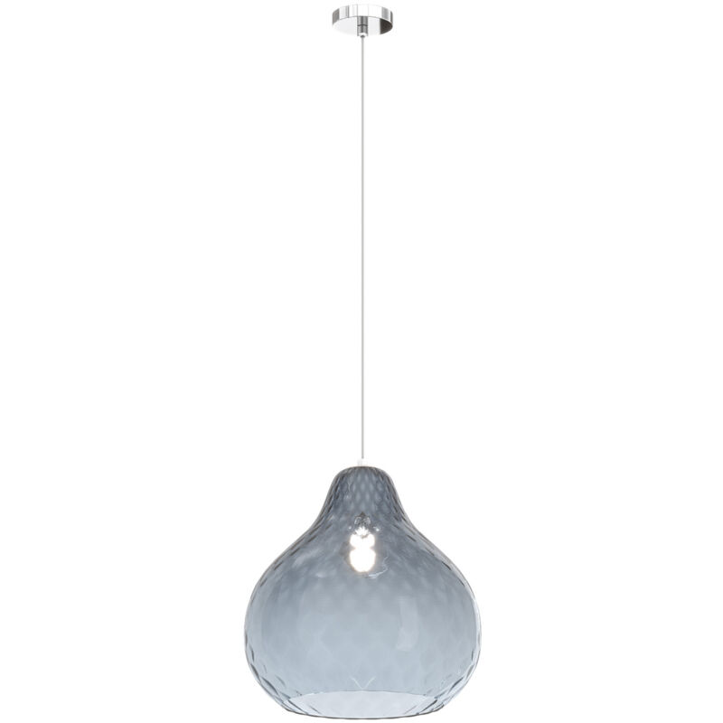 foto del prodotto lampadario contemporaneo dress metallo cromo vetro grande blu 1 luce e27