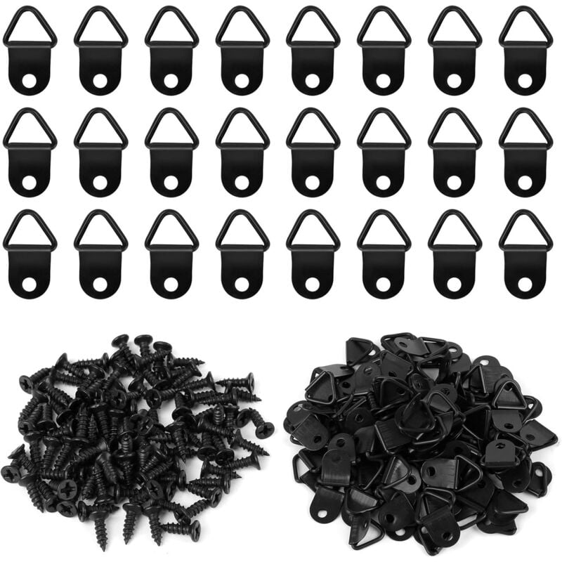 foto del prodotto aiperq 100pcs anelli per cornici, ganci per cornici da parete ganci per cornici ganci per quadri con viti per fissare foto, orologi, specchi,