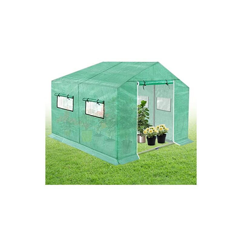foto del prodotto naizy serra 4,5x2x2m 9 serra in lamina hdpe ldpe tubo zincato serra con finestra casetta per pomodori tenda invernale in lamina di protezione uv