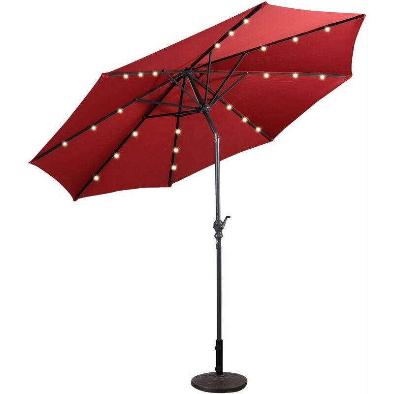 foto del prodotto ombrellone con luci led da giardino, parasole da esterno ombrello da spiaggia 300 cm, rosso costway