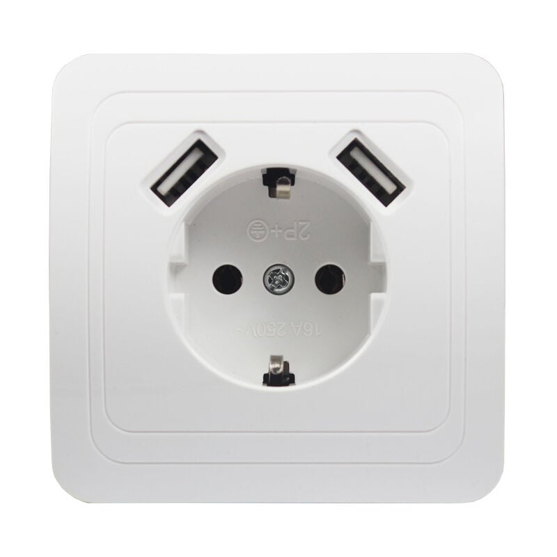 foto del prodotto aiperq presa a muro universale per telefono, doppia porta usb 5v, 2a, presa a muro standard tedesco europeo