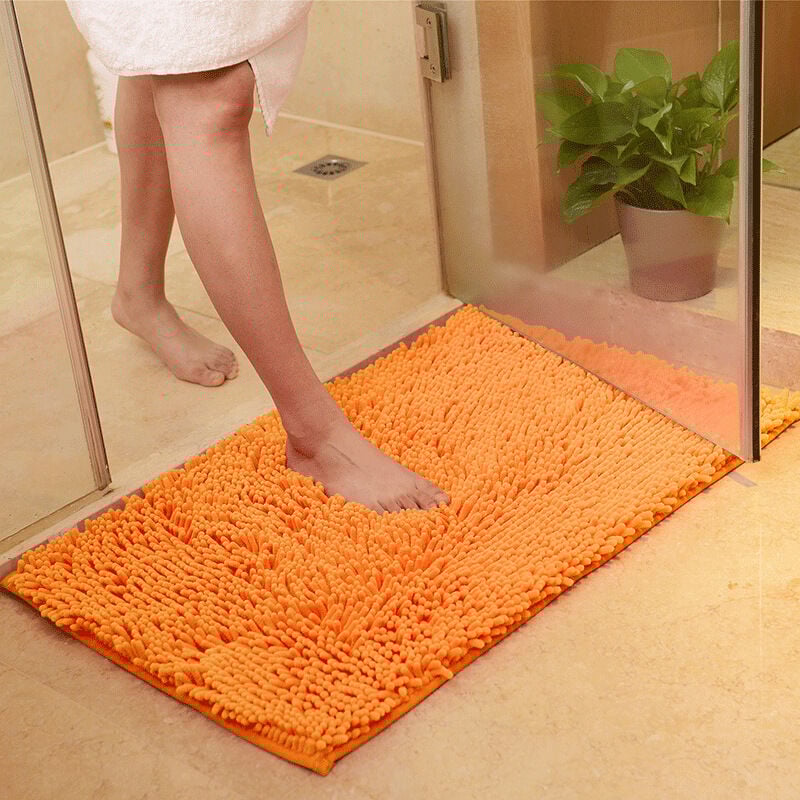 foto del prodotto tappetino da bagno, ciniglia, super assorbente, antiscivolo, comodo, tappetino da bagno, tappeto da bagno, tappetino da doccia 4060 cm, arancione 