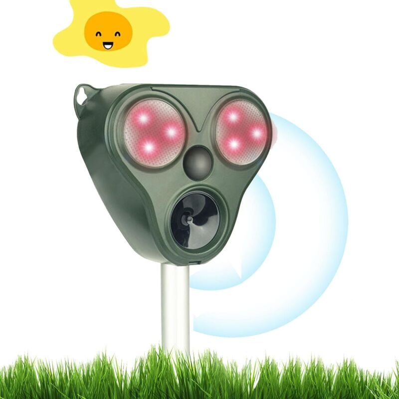 foto del prodotto kcvv repellente per gatti ad ultrasuoni, repellente per gatti ad ultrasuoni per esterni, repellente per cani, ricarica solare, ricarica usb