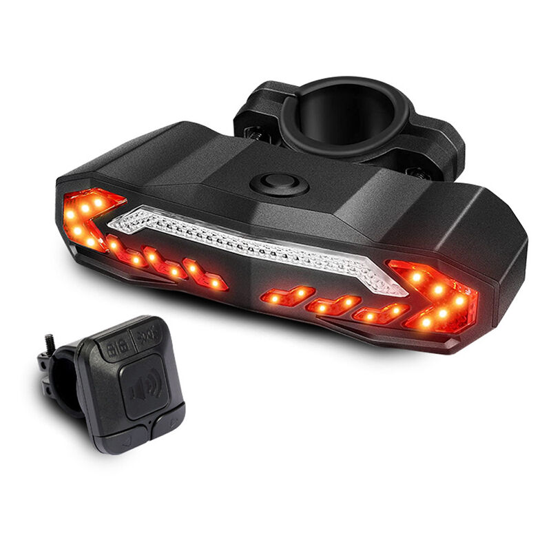 foto del prodotto allarme antifurto per bicicletta ricaricabile tramite usb led impermeabile, luce posteriore per bicicletta a induzione automatica