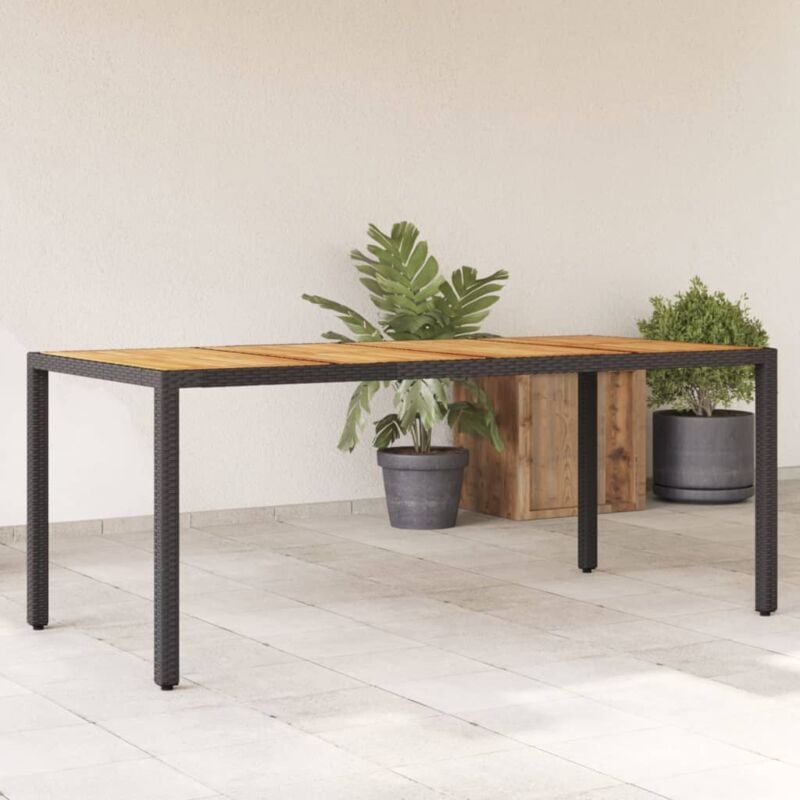 foto del prodotto vidaxl tavolo giardino piano legno acacia nero 190x90x75 cm polyrattan