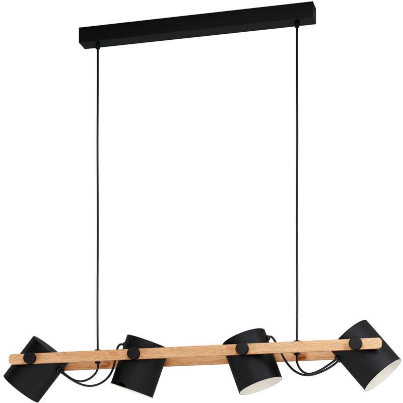 foto del prodotto lampadario a sospensione vintage hornwood acciaio nero legno 4 luci e27