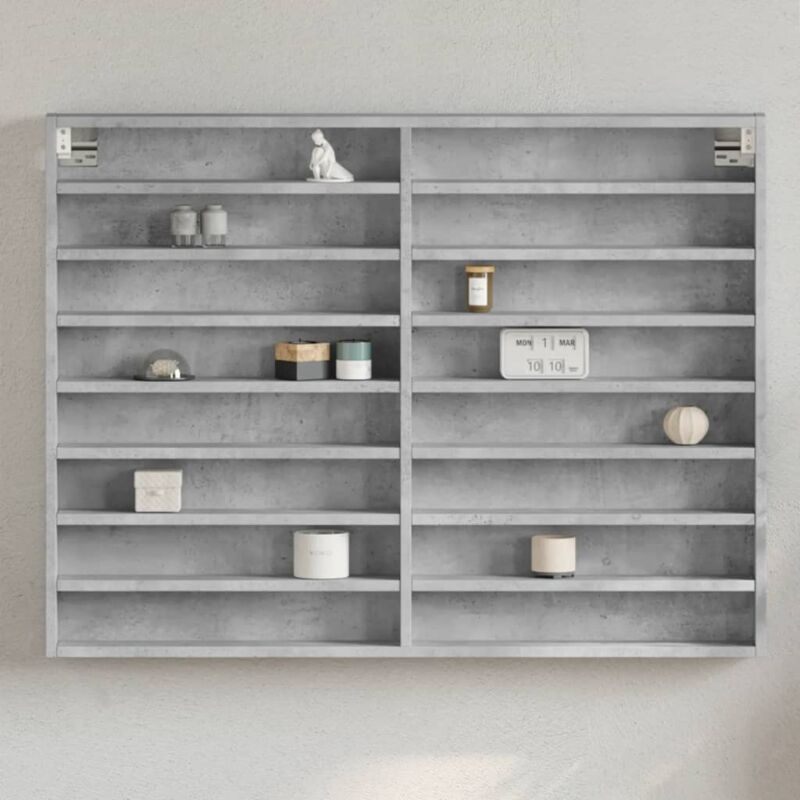 foto del prodotto vidaxl armadietto vetrina grigio cemento 100x8,5x75 cm multistrato
