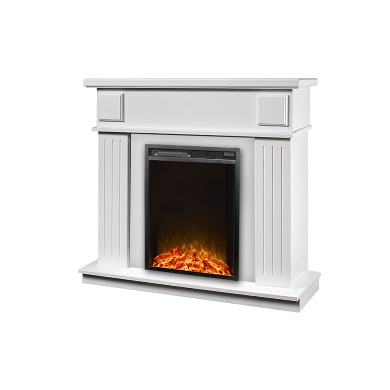 foto del prodotto camino elettrico da pavimento ad angolo 100x100x50 cm effetto fiamma 1500w marina angolo miriam bianco