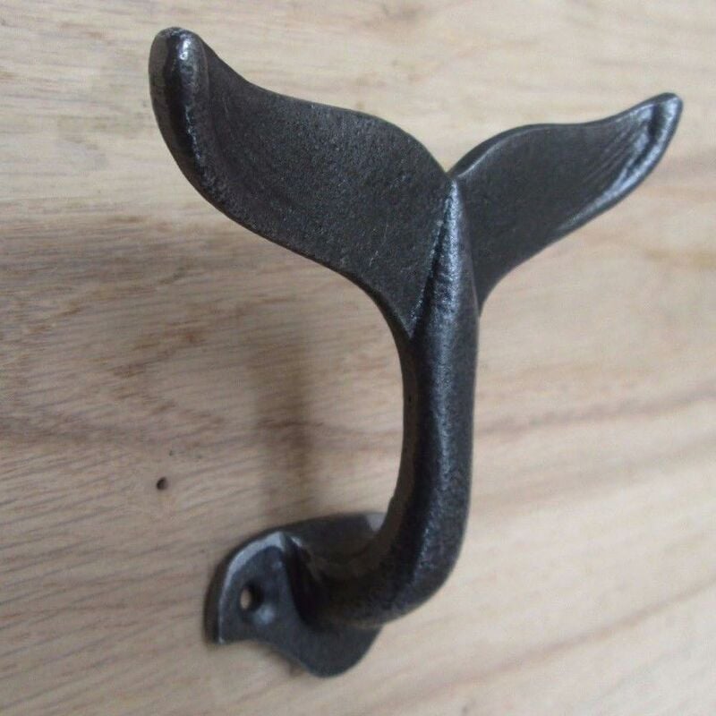 foto del prodotto gancio da parete a forma di coda di balena in ghisa gancio da parete decorativo per cappotti, vestiti, cappelli, negozio