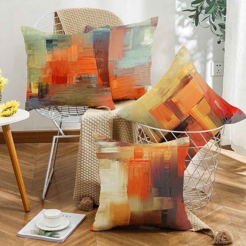 foto del prodotto alovez copricuscini arancioni, set di 4 copricuscini decorativi per divano, soggiorno, arredamento per la casa, 18 x 18 pollici