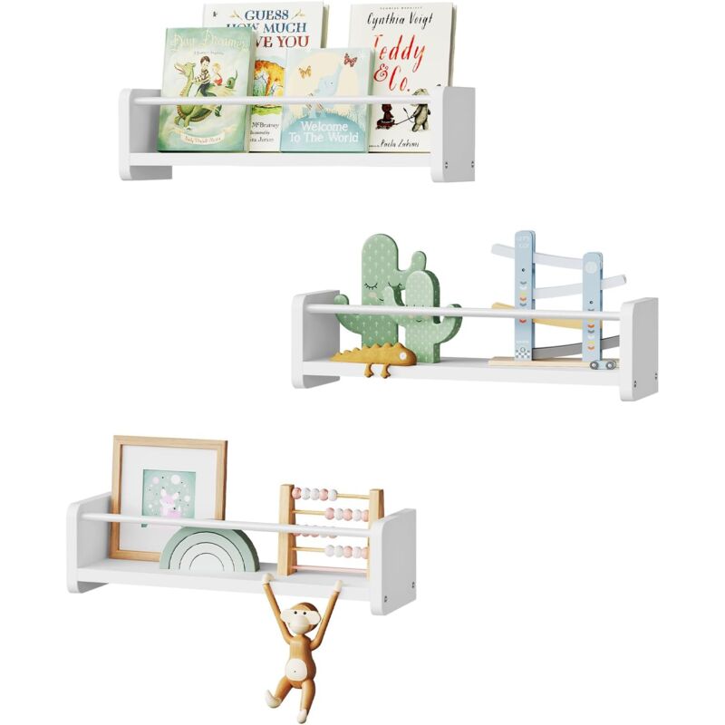 foto del prodotto woltu 3x scaffali galleggianti, per cucina, soggiorno, camera da letto, corridoio, bianco