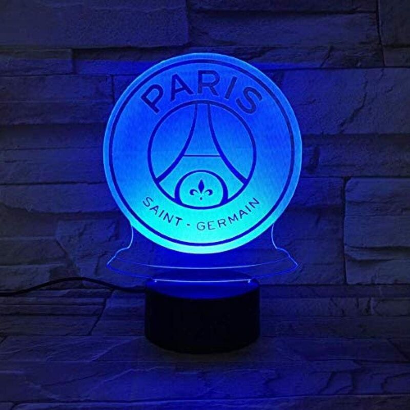 foto del prodotto luce notturna a led fc paris saint germain football club 3d illusion kids football logo psg lampada da scrivania
