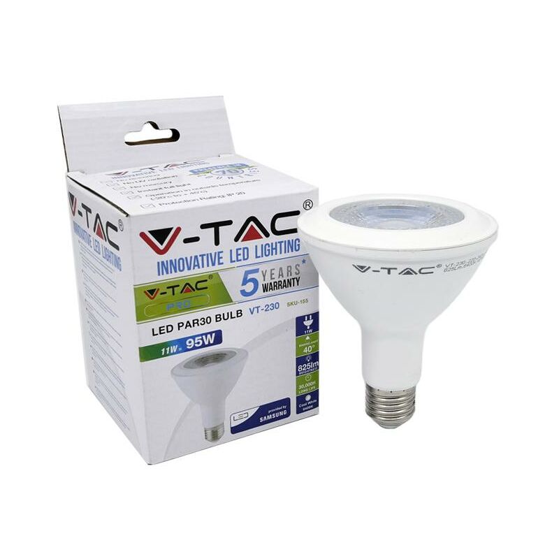foto del prodotto lampadina led samsung chip 11w e27 par30 plastica bianco naturale 4000k luce naturale