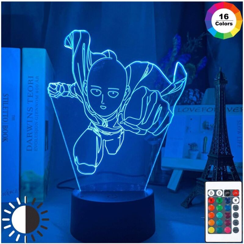 foto del prodotto one punch man saitama figure led night light lampada per la decorazione della casa luce notturna cool manga store decor ideas tavolo 3d light