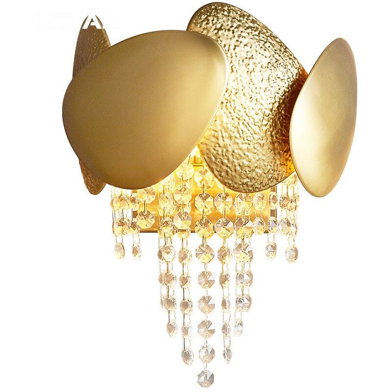 foto del prodotto mia lampada da parete oro 220x350mm acciaio cristallo 2xg9 per soggiorno