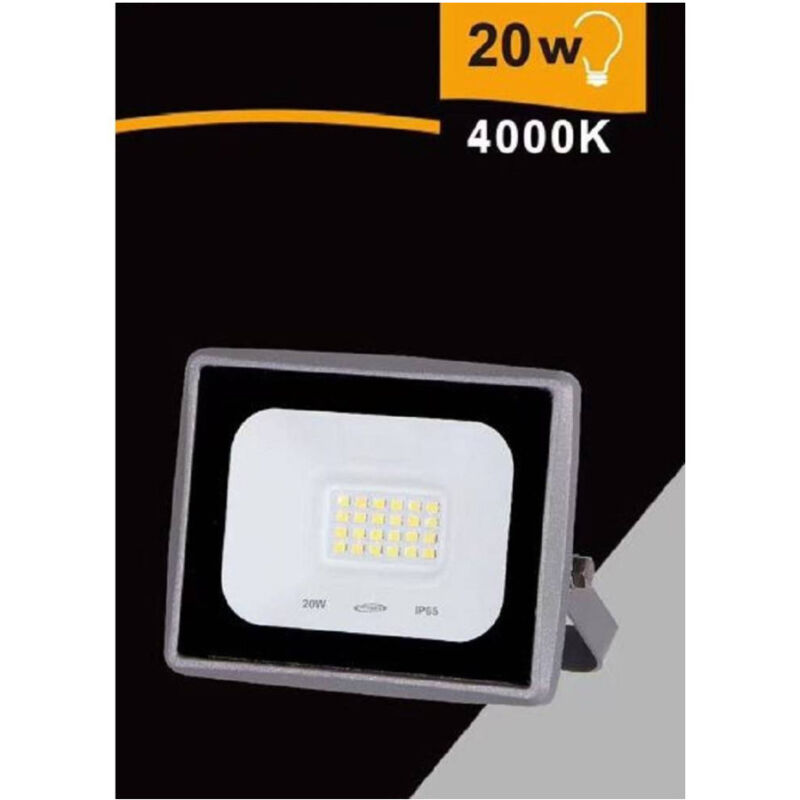 foto del prodotto trade shop traesio faretto led faro 20 w 1800 lm ip65 grigio luce calda fredda naturale ek02 20w g bianco naturale 