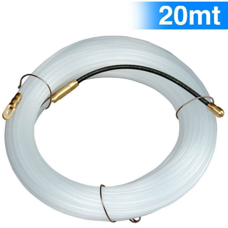 foto del prodotto trade shop traesio sonda passacavi elettricista 20mt tiracavi tirafili cavi elettrici 3mm bianco 
