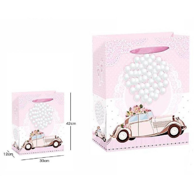 foto del prodotto trade shop traesio 3pz buste busta regalo sacchetto 30x42x12cm matrimoni nozze 63978 varie fantasie 