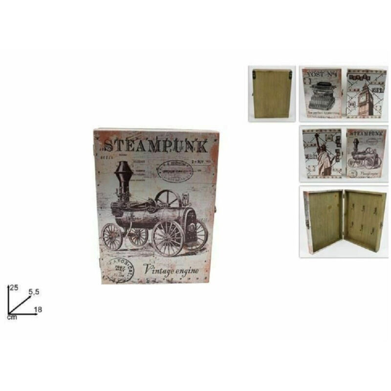foto del prodotto trade shop traesio cassetta portachiavi porta chiavi fantasia vintage in legno arredamento casa 
