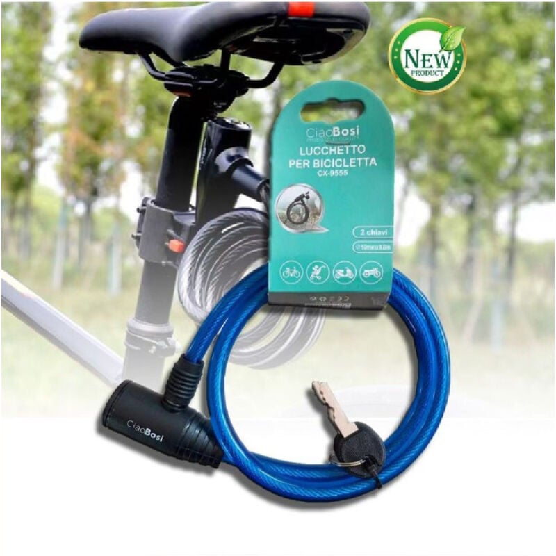 foto del prodotto trade shop traesio linq catena antifurto lucchetto bici bicicletta scooter moto 80cm 2 chiavi cx 9555 