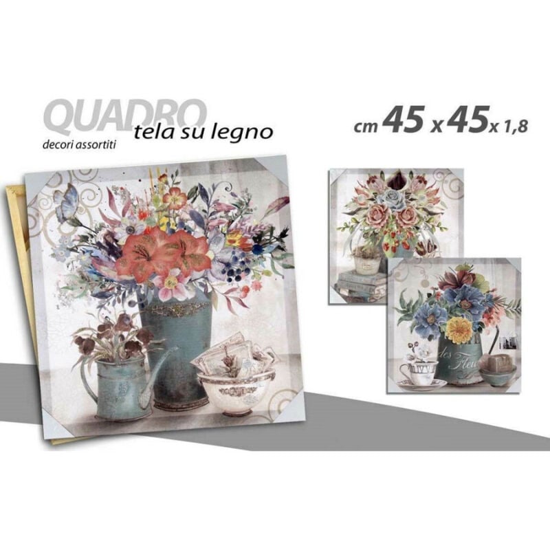 foto del prodotto kaela quadro quadretto decorativo 45x45x1,8cm tela su legno decori ass. piante 757365 