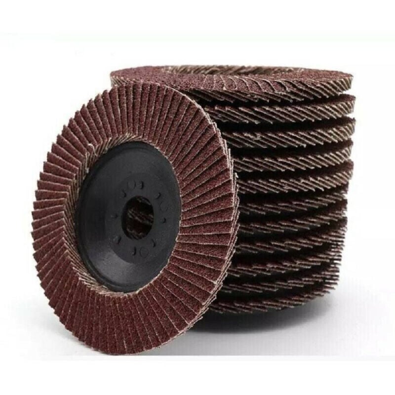 foto del prodotto trade shop traesio kit 10 pz disco abrasivo lamellare per smerigliatrice 115 mm grana 100 