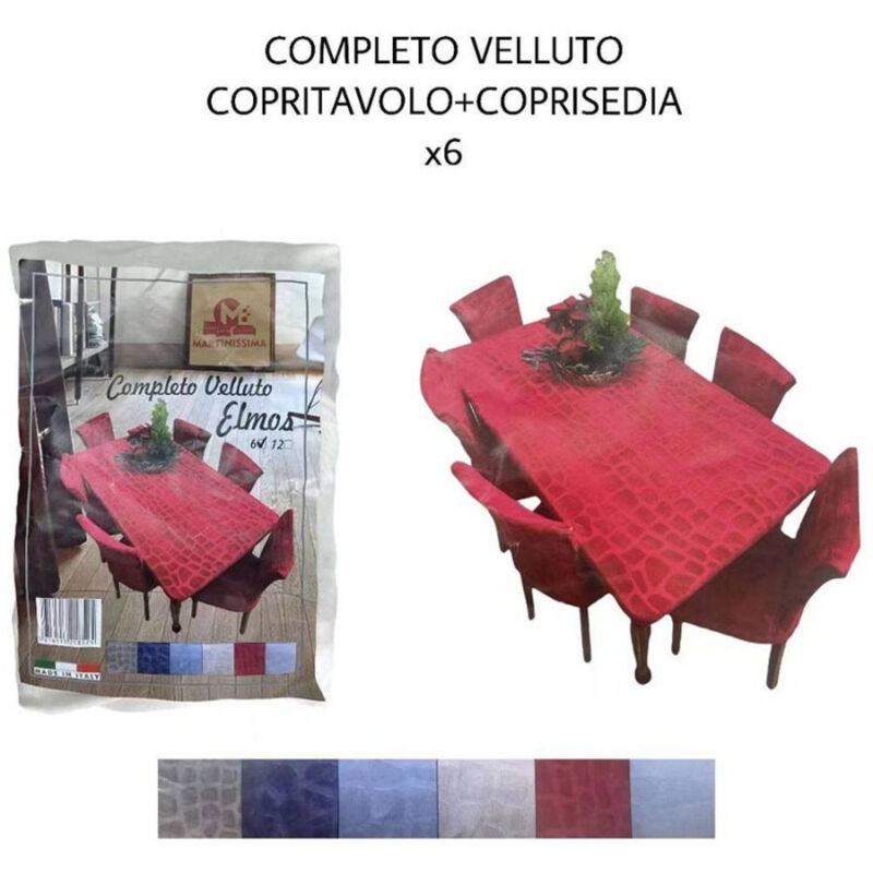 foto del prodotto trade shop traesio set copritavolo e coprisedia in velluto copertura schienale sedia e tavolo x6 