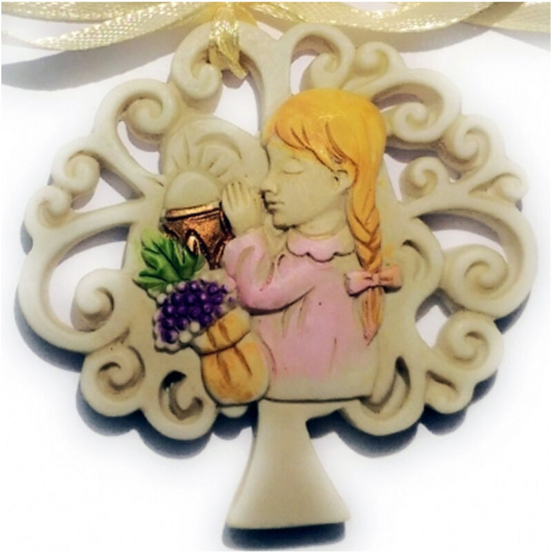 foto del prodotto trade shop traesio bomboniere per prima comunione bambina albero della vita in ceramica appendino 