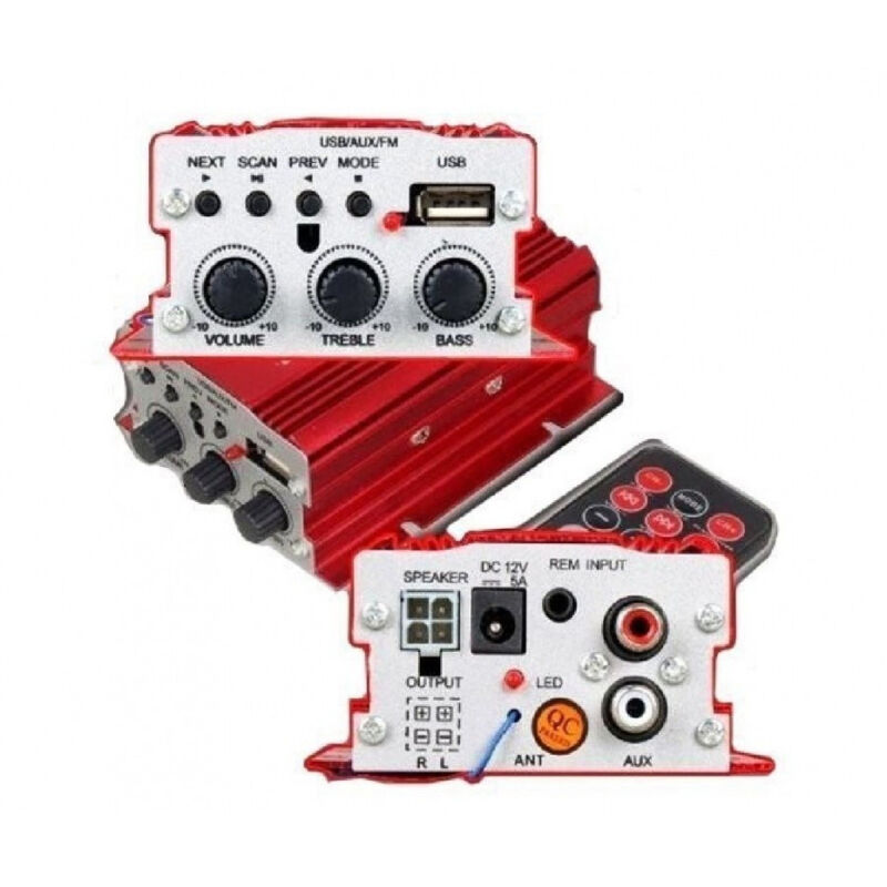 foto del prodotto trade shop traesio amplificatore audio 12v usb mp3 casa auto 2 canali stereo 500w telecomando ma700 