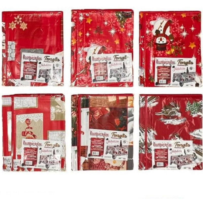 foto del prodotto trade shop traesio tovaglia copritavolo natale plastificata antimacchia varie fantasie mis. 120x250 