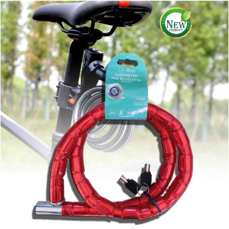 foto del prodotto linq catena antifurto lucchetto bici bicicletta scooter moto 120 cm 2 chiavi cx 9563 