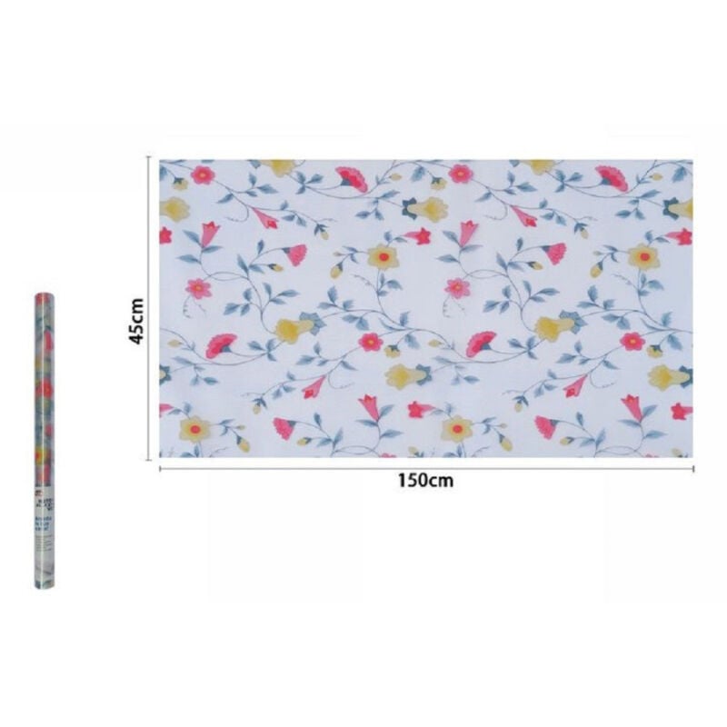 foto del prodotto trade shop traesio rotolo pellicola adesiva per parete effetto floreale 45x150 cm parati casa 71293 