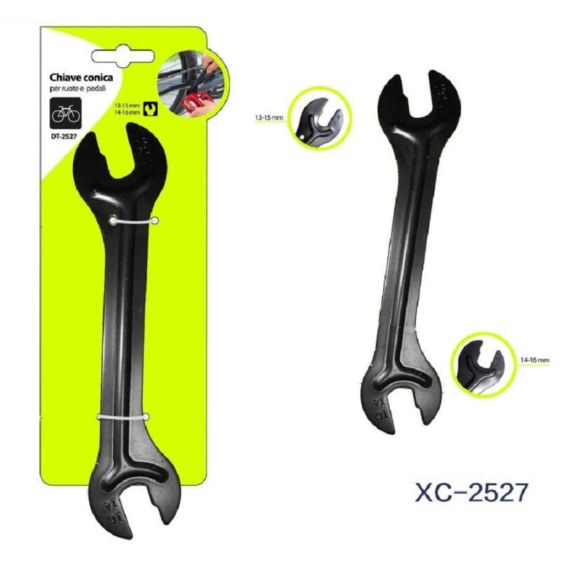 foto del prodotto trade shop traesio wisdom chiave a cono conica per ruota pedale bicicletta bici 13 15mm e 14 16mm xc 2527 
