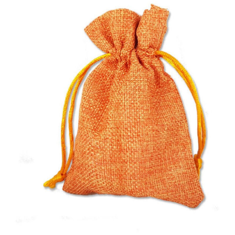 foto del prodotto trade shop traesio 12 x sacchetti stoffa porta confetti matrimonio nascita battesimo bomboniera arancione