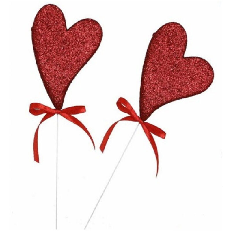 foto del prodotto trade shop traesio set 4 pz cuori in polistirolo con stand cuore glitterato 7cm san valentino 68270 