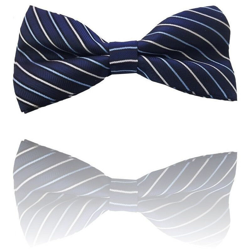 foto del prodotto trade shop traesio papillon strisce blu beige cravattino farfallino cravatta frack papion 