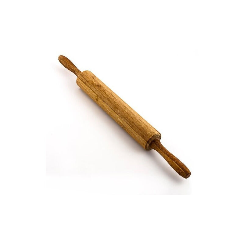foto del prodotto trade shop traesio mattarello bamb bamboo girevole 45cm perno di rotolamento legno naturale cucina 