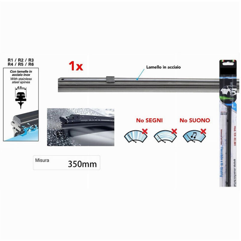 foto del prodotto trade shop traesio ricambi per spazzola tergicristallo gommino nero 35 cm alta qualit ter rel002 