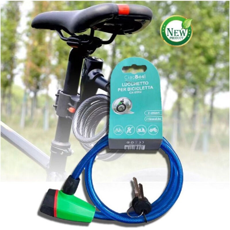 foto del prodotto trade shop traesio linq catena antifurto lucchetto per bici bicicletta scooter moto 80cm 2 chiavi cx 9562 