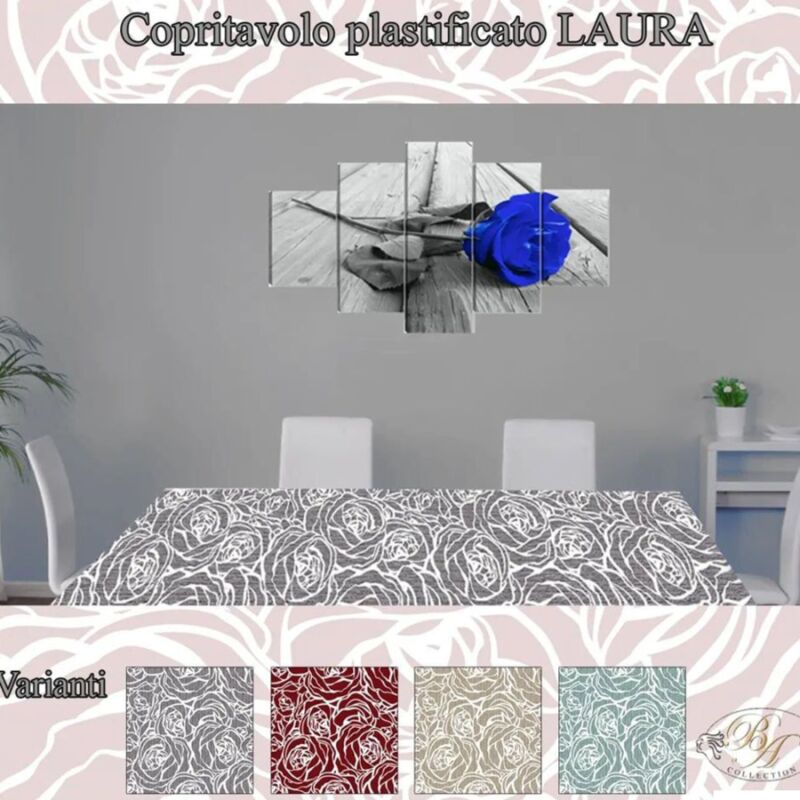 foto del prodotto trade shop traesio tovaglia plastificata copritavolo antimacchia rettangolare laura mis.12 posti 