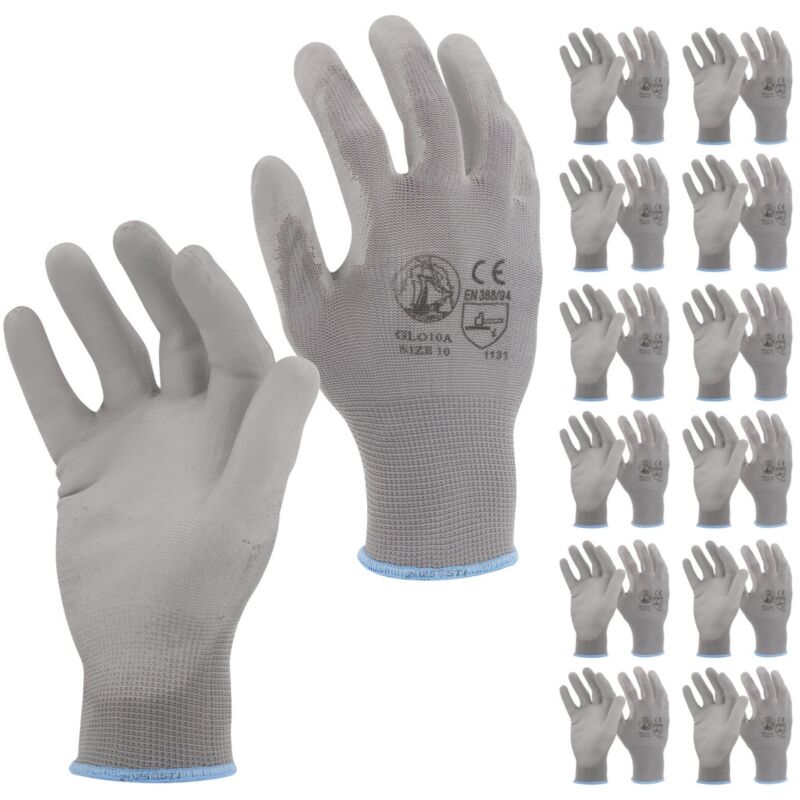 foto del prodotto sti guanti da lavoro spalmati in pu poliuretano grigio 9 l pacco da 12pz 
